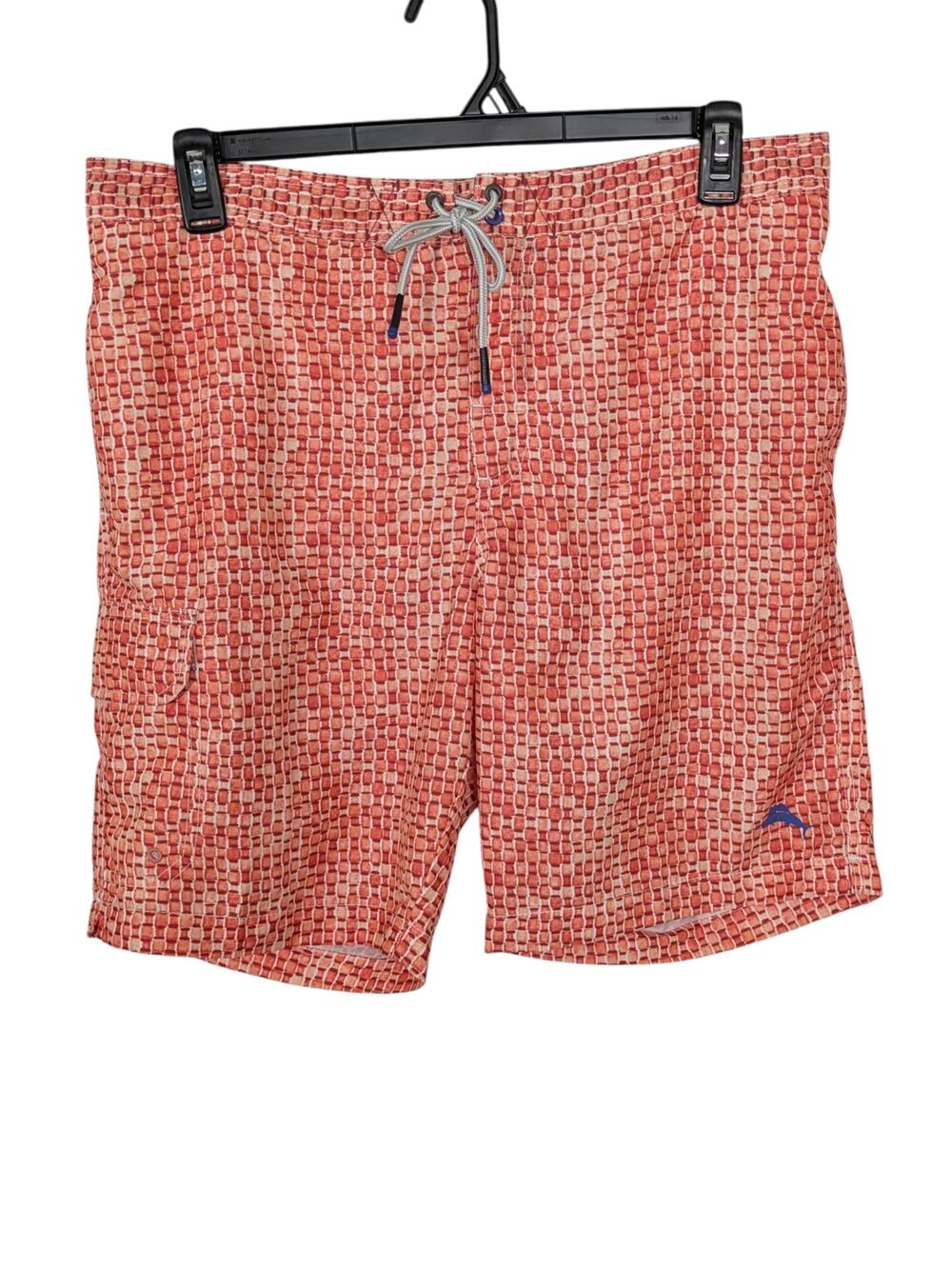 Tommy Bahama Men's Size Large Geometric Orange Swim Trunks Board Shorts